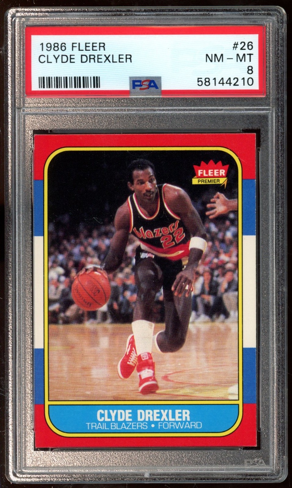 1986 Fleer #26 Clyde Drexler PSA 8