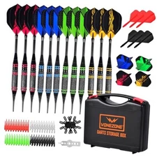 Darts Plastic Soft Tip, Professional Dart Set, 12Pcs 18Gram with 120 Extra 