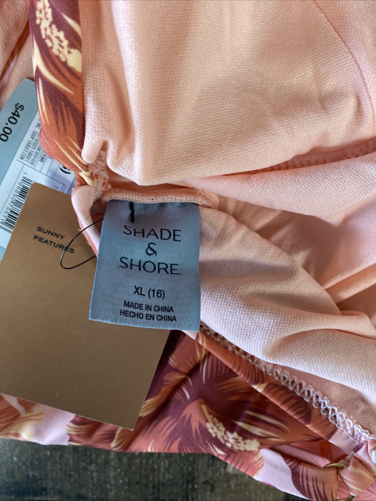 Women's Hibiscus Print Full Coverage One Piece Swimsuit - Shade & Shore Pink XL