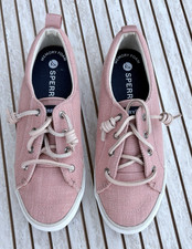 Sperry Women's Crest Vibe Linen Sneaker Washed Salmon Size 7