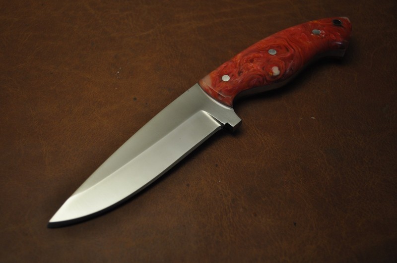 Handmade Custome Stainless Steel J2 knife Beautiful Resin Handle With Cover 170