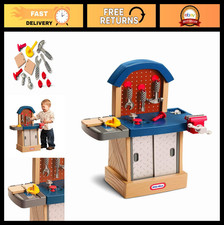 Tough Workshop Playset for Kids - Durable Beige Toy Workbench with Tools