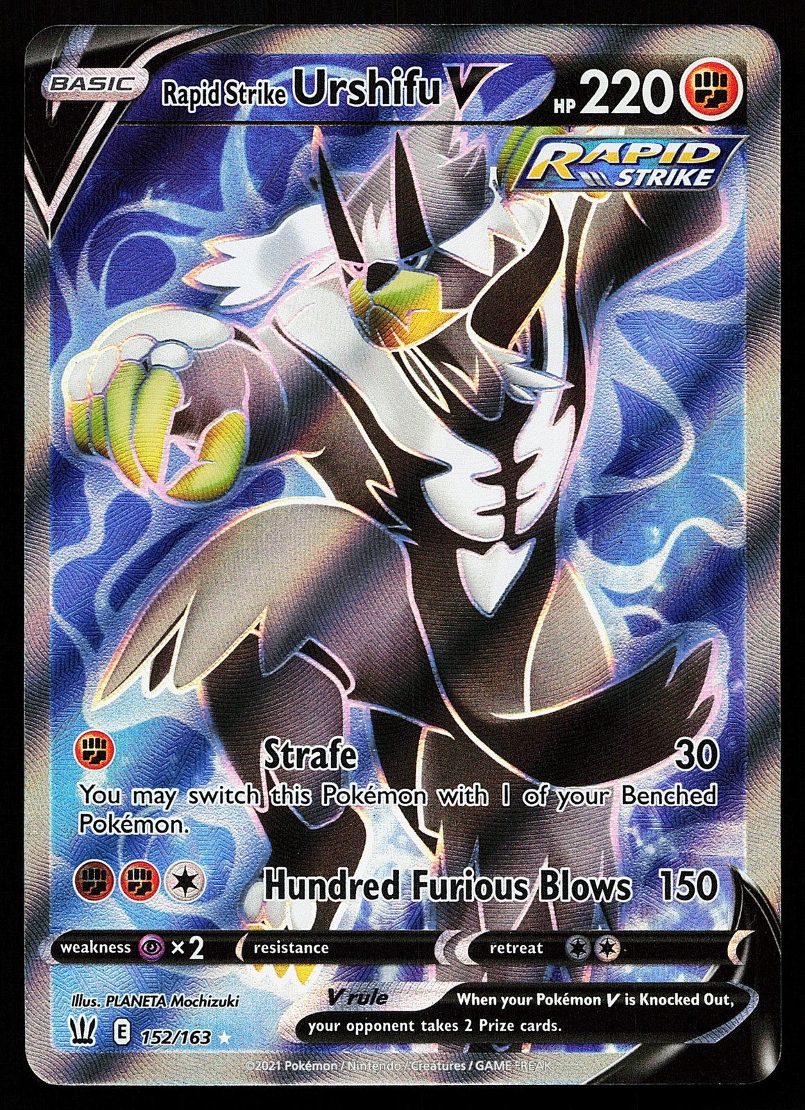 Rapid Strike Urshifu V 152/163 Ultra Rare Battle Styles Pokémon Card