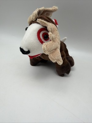 TARGET MASCOT DOG BULLSEYE WEARING HOLIDAY REINDEER OUTFIT   7''  TALL PLUSH