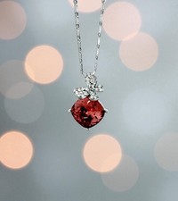 Butterfly Vermilion Swarovski Elements Crystal Necklace 18K Gold Plated 16-18"