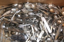 1 lb  Silverware Lot Mixed Pieces Mixed Brands Scrap for Arts Craft Jewelry