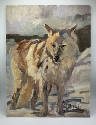 Terry Lee 12 x 16'' Wolf Painting - THE SILENT HUNTER-Original Signed Rare
