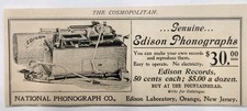 1897 Edison National Phonographs Victorian Original Print Ad Orange NJ 1890's