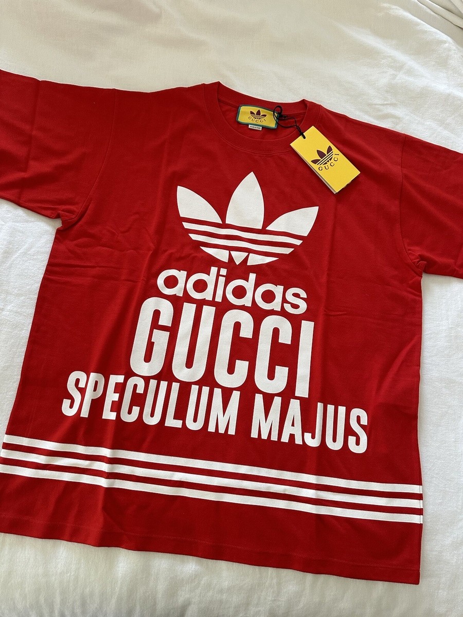 GUCCI Men's adidas T-Shirt 22SS Lefoil Logo Red Size Small