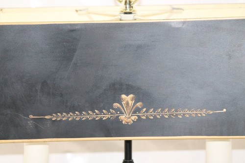 Vintage brass and tole metal bouillotte lamp, marble base - Picture 2 of 8