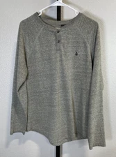 Volcom Mens Henley Long Sleeve Gray Shirt Size M