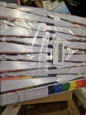 12 Pk Folding Hand Fans Rainbow White Plastic Handle Party Festivals
