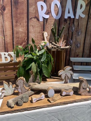 Handmade Wooden Dinosaur Set For Baby Shower Birthday Centerpiece - Picture 8 of 9