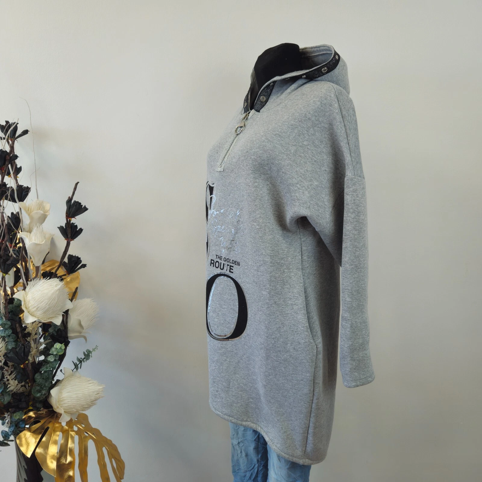 SACAI Felpa Italy Hoodi Spessa Maglione Lungo Taglia 38 40 42 Grigio