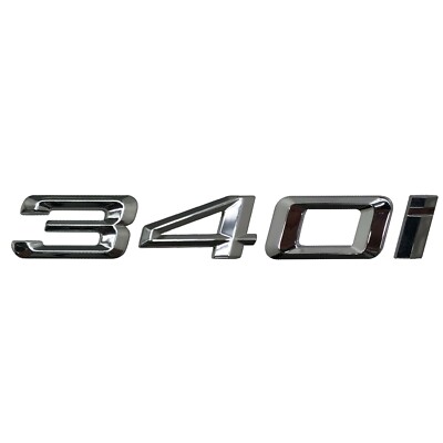 Silber Chrom 340i Heck Kofferraum Flach Auto Abzeichen Emblem Buchstabe Nummer für BMW
