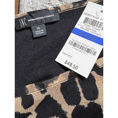 Sexy Sheer Mesh Puff Sleeve X-Large TOP Animal Print Blouse INC