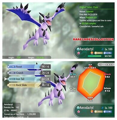 Pokemon Let's Go Pikachu & Eevee ✨ SHINY ✨6 IV MEGA Aerodactyl FAST  DELIVERY 