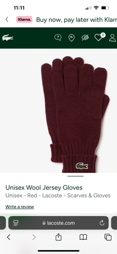 NUEVO CON ETIQUETAS LACOSTE Hombres Guantes Mitón Rojo 100% Lana Croc Logo RV045251 BZD Tejido Talla L - Imagen 5 de 6