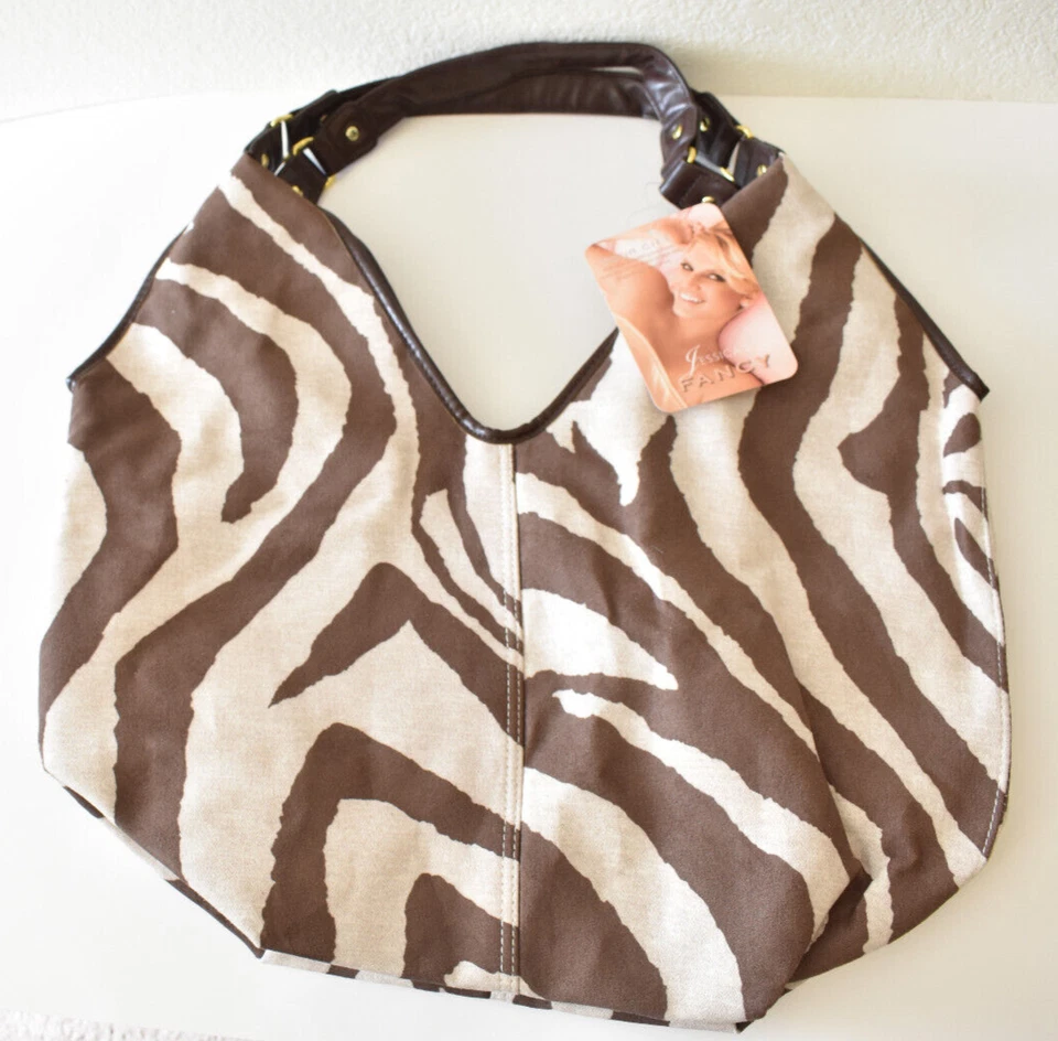 Jessica Simpson Purse Bag Large Animal Print Shoulder Zebra Boho Tote Limited Ed