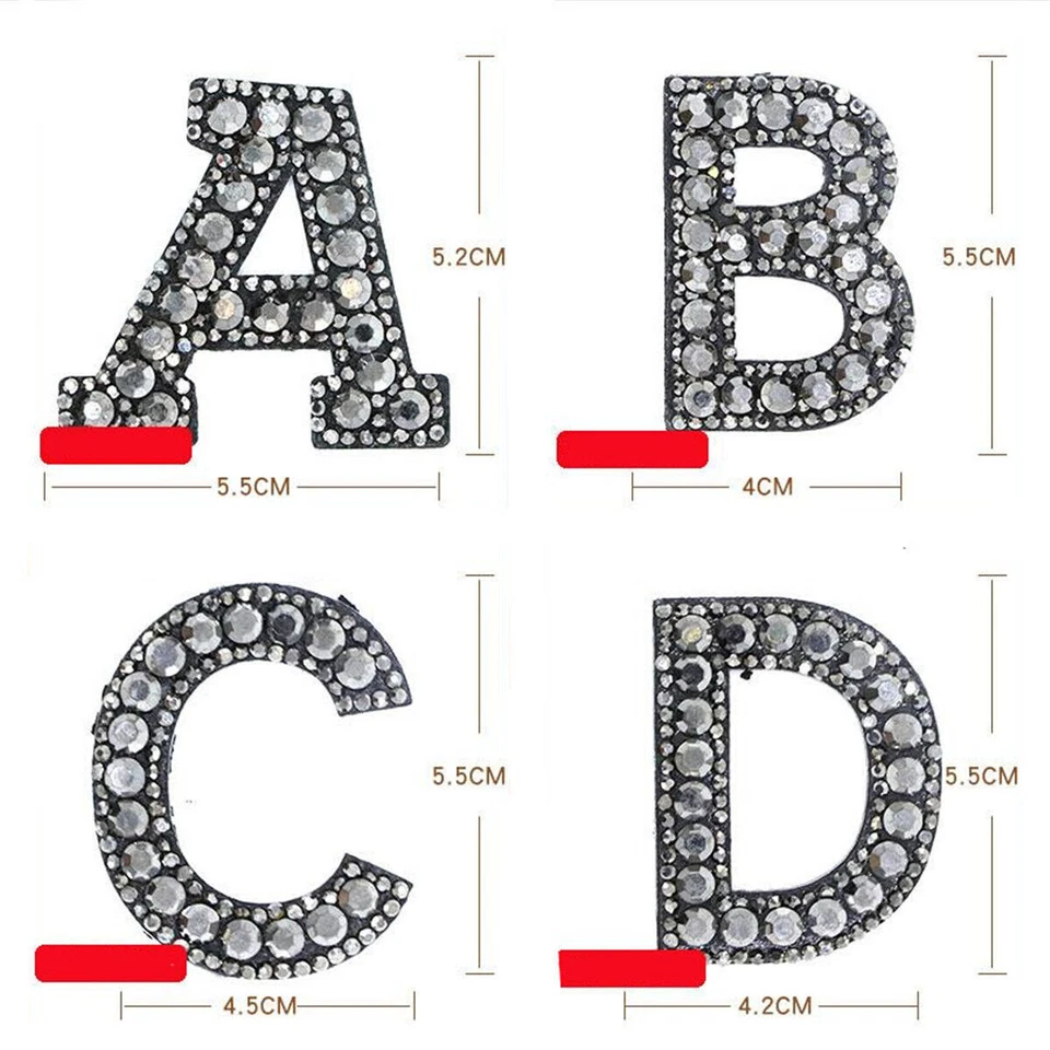 A-Z Rhinestone Alphabet Applique Iron On Letters Patch For DIY Clothing Badge - Image 2 of 4