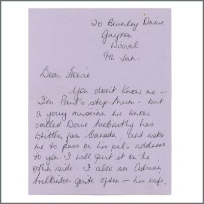 Angie McCartney Paul s Stepmother Handwritten Letter to Howie Casie (UK)