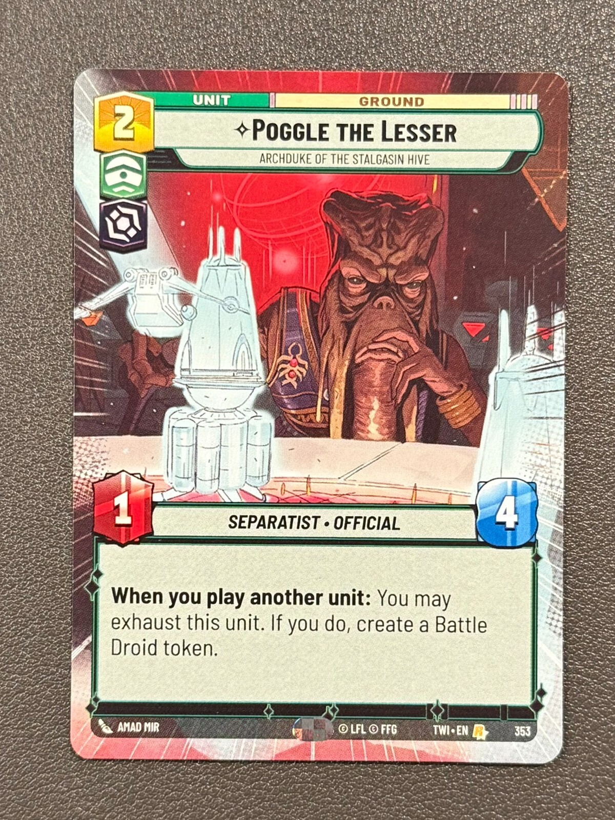 Poggle the Lesser Hyperspace Star Wars Unlimited Twilight of the Republic #353