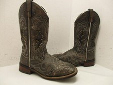 Laredo Distressed Brown Leather Square Toe Cowboy Boots Womens Size 7 M Sty 5660
