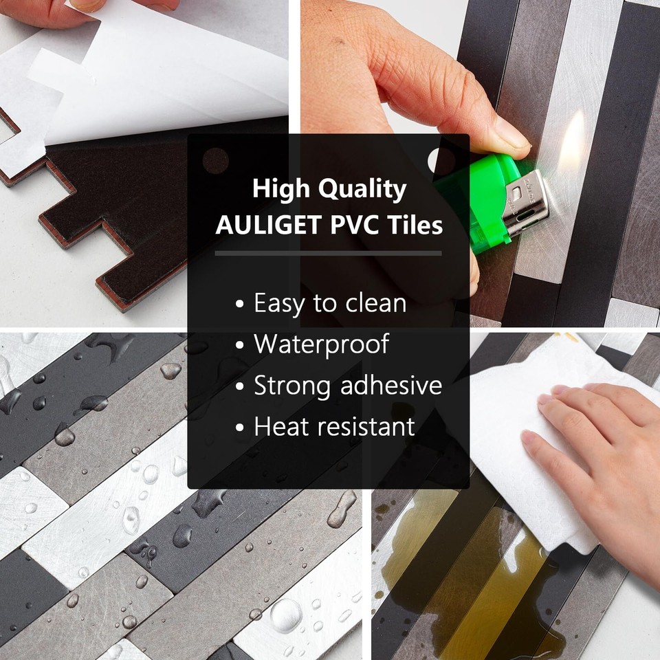 Midcard 24 Sheets Peel and Stick Backsplash PVC Wall Tilefor Kitchen