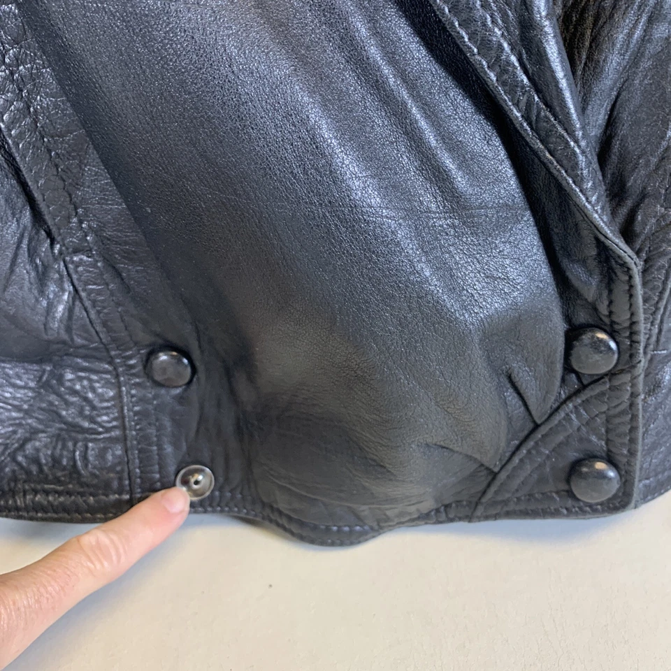 Vtg Hollywood Warriors Women Sz M Bolero Black Leather Jacket-1 Snap Needs Cover - Image 2 of 4