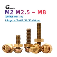 M3 M4 M5 M6 M8 Brass Phillips Pan Head Machine Screws Bolts With Hex Nuts/Washer