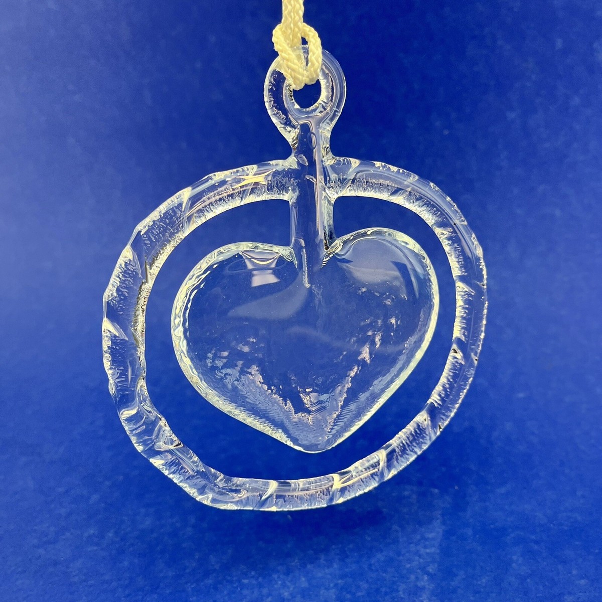 Vintage MidCentury Kosta Boda Sweden Crystal Hanging Heart