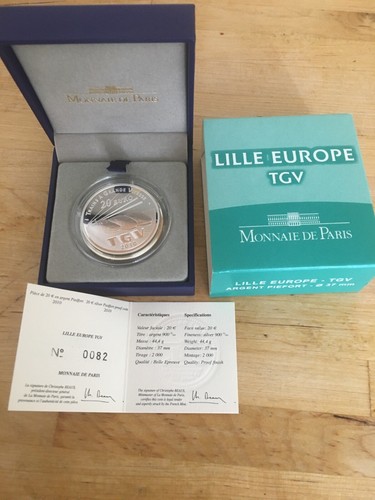 Monnaie de Paris 20 Euro TGV Lille 2010 Frankreich Limitiert nur 1207  Stück  - Bild 1 von 5