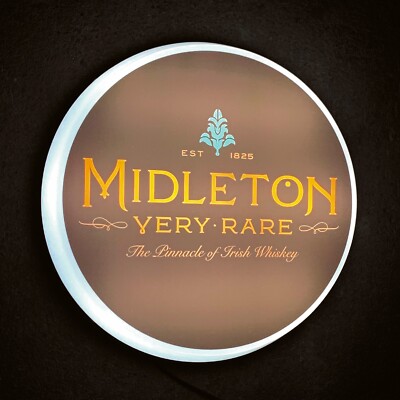 MIDLETON WHISKEY beleuchtetes LED Bar Schild Logo Pub Bier Lager ALE Mann Höhle Zuhause Gin
