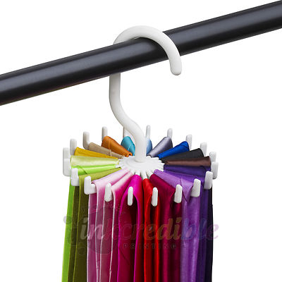 Rotating Tie Rack Adjustable Tie Hanger Holds 20 Neck Ties Tie Organizer for Men