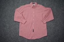 Tommy Hilfiger Shirt Adult 16 33 Red White Button Up Long Sleeve Dress Mens