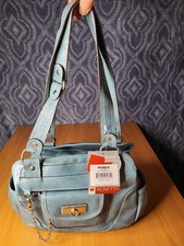Vtg Rare Nwt Rosetti Denim Colored Faux Croc Skin Shoulder Bag Bonus Coin Pouch