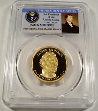 2008-S PCGS PR70DCAM JAMES MONROE DOLLAR PROOF DEEP CAMEO $1 PR 70 DC