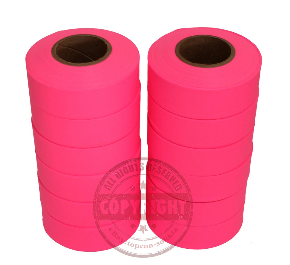 12 ROLLS PRESCO PINK GLO SURVEYORS FLAGGING,SURVEYING,BOUNDARY MARKING,TAPE