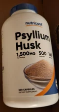 Psyllium Husk 1500mg Per Serving 500 Caps Fiber/Non-GMO/Gluten Free Nutricost 
