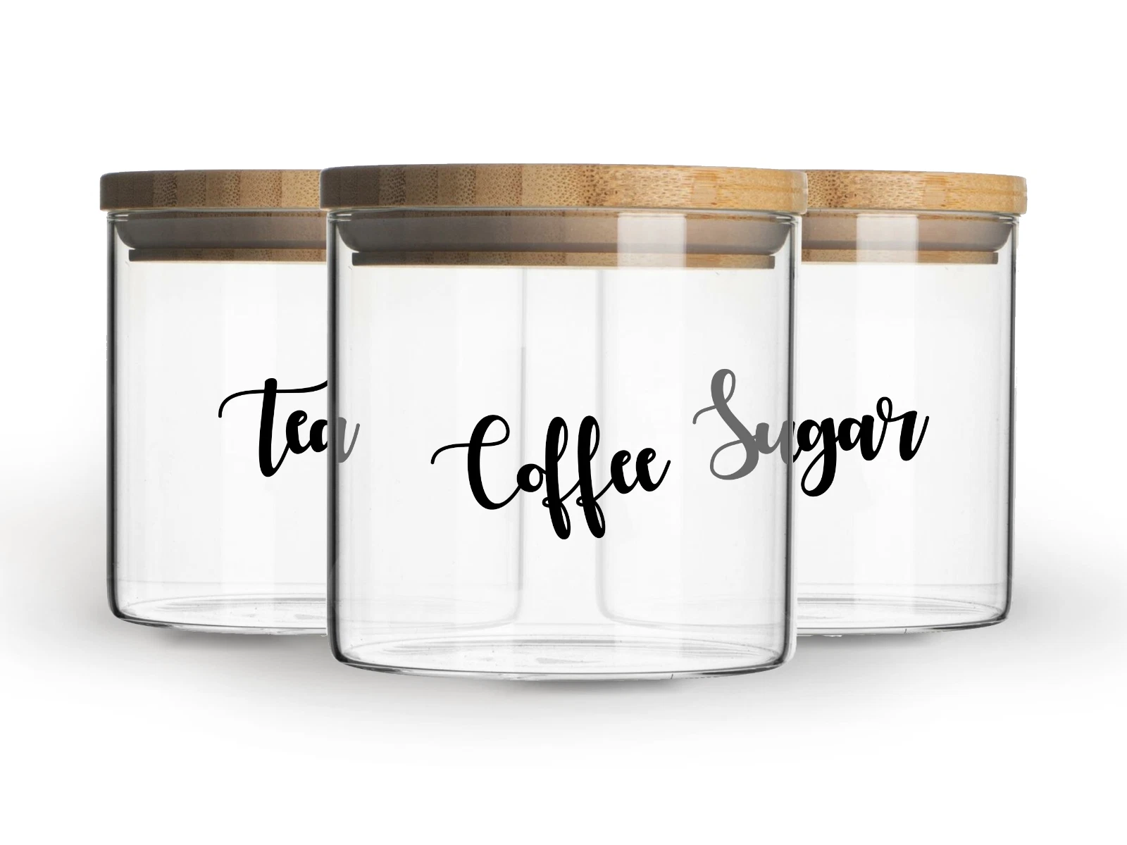Set of 3 Glass Storage Jars With Wooden Lids - 550ml
