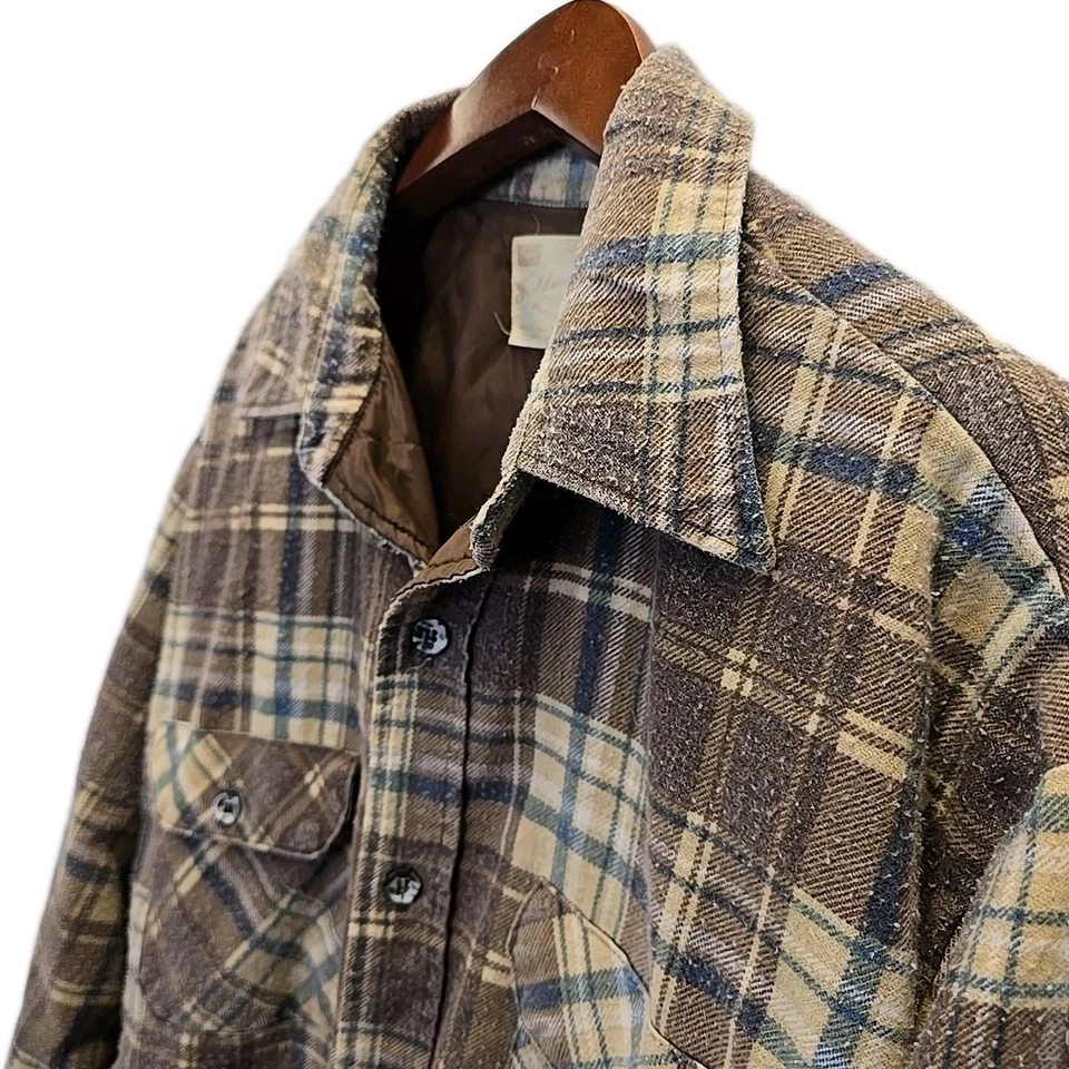 Vtg Sears Fieldmaster Perma-Prest Men's Quilt Lined 60's Outdoor Flannel Size XL - Image 2 of 4