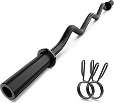 47" Olympic EZ Curl Bar 2" Chrome Barbell with Spring Collars for Biceps  Lifts