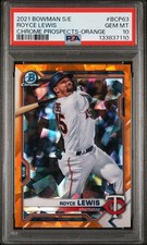 2021 BOWMAN SAPPHIRE EDITION CHROME PROSPECTS ORANGE ROYCE LEWIS 9/75 PSA 10