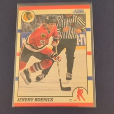 Score 1990-91 Rookie Jeremy Roenick Chicago Blackhawks Card #179. rookie card picture