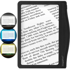 MAGNIPROS 5X Large LED Page Magnifier for Reading Magnifying Glass Reader wit...