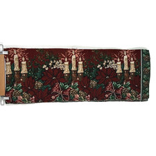 Christmas Tapestry Table Runner Candles Pinecones Poinsettia Country Cottage 