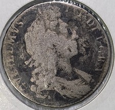 1696 Half Crown William III 925 Sterling Silver Coin Not Scrap