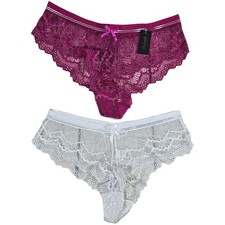 Frederick's of Hollywood 1X 2 Piece Lace Panty Set Purple White Style X300 2346