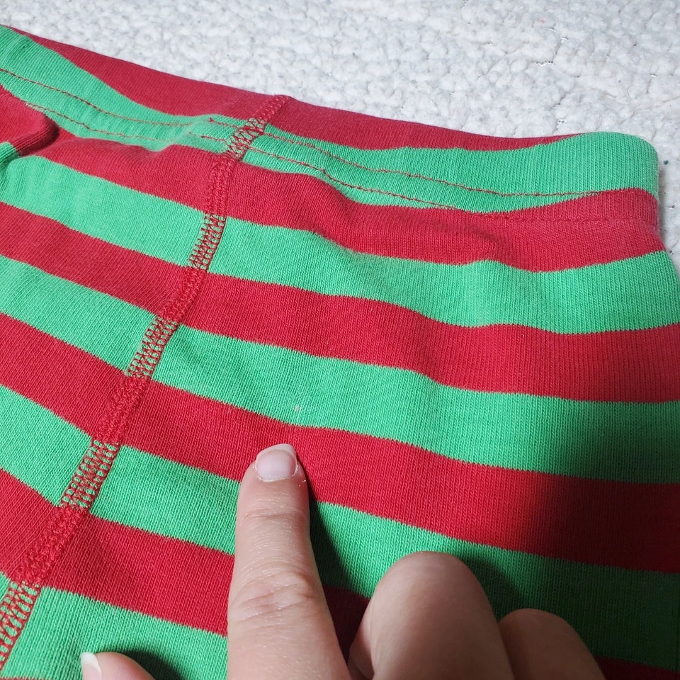 Hanna Andersson US 3 Kids 100% Organic Cotton Christmas Red Green Stripe Pants  - Image 3 of 4