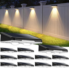 Solar Fence Lights Outdoor 12-Pack, Waterproof LED Solar Powered Deck Light with